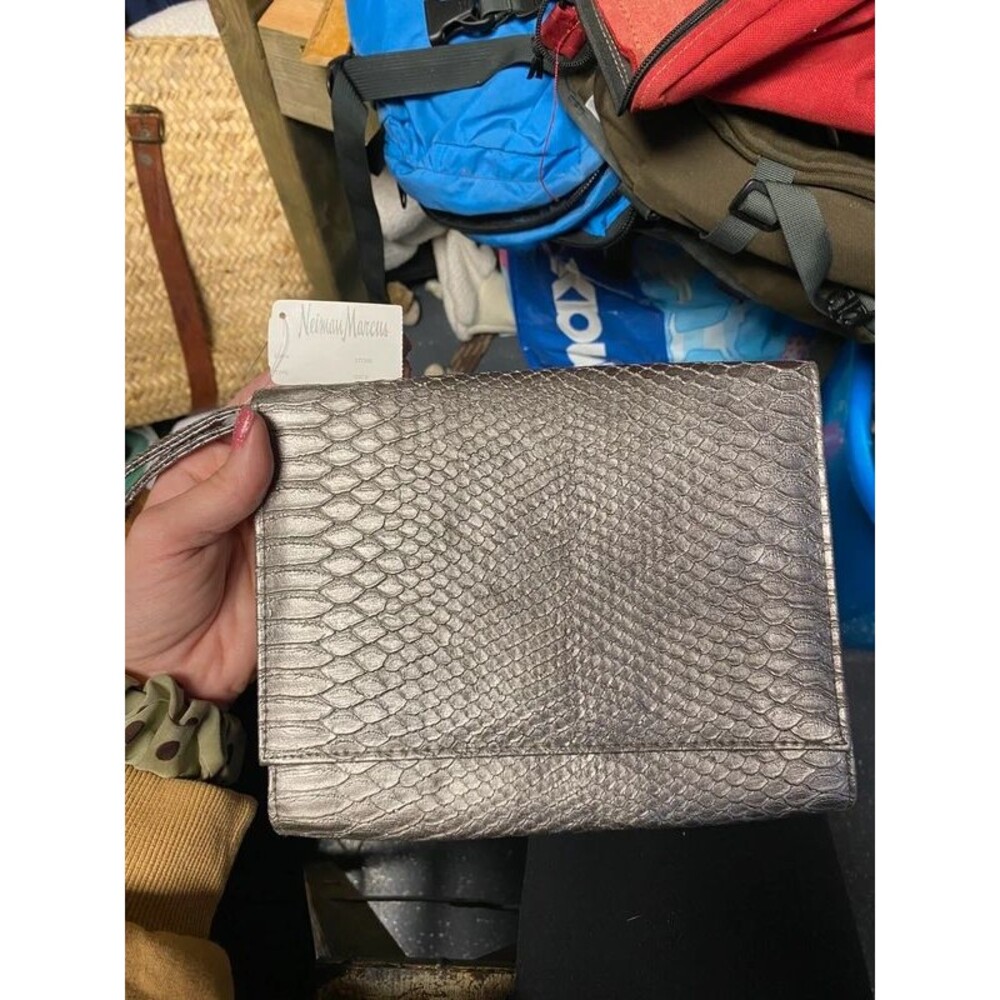 Nieman Marcus Faux snake skin embossed clutch
